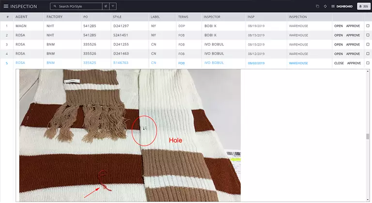PLM for fashion - Inspection module
