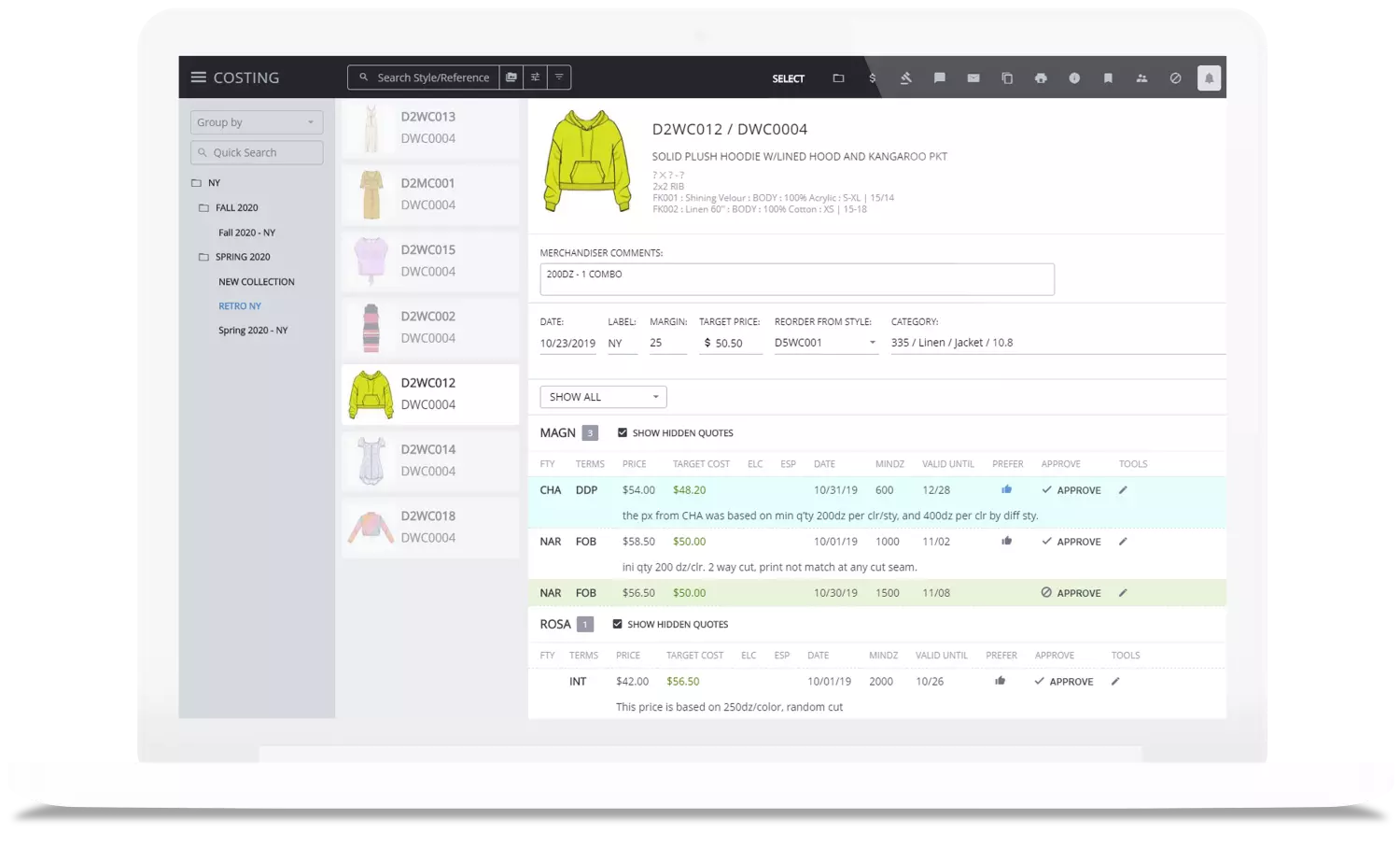 PLM for fashion - Costing and pricing